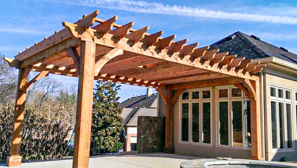 Custom wooden pergola structure enhancing outdoor space in Middle Tennessee, showcasing craftsmanship by Home Deck & Fence Co.